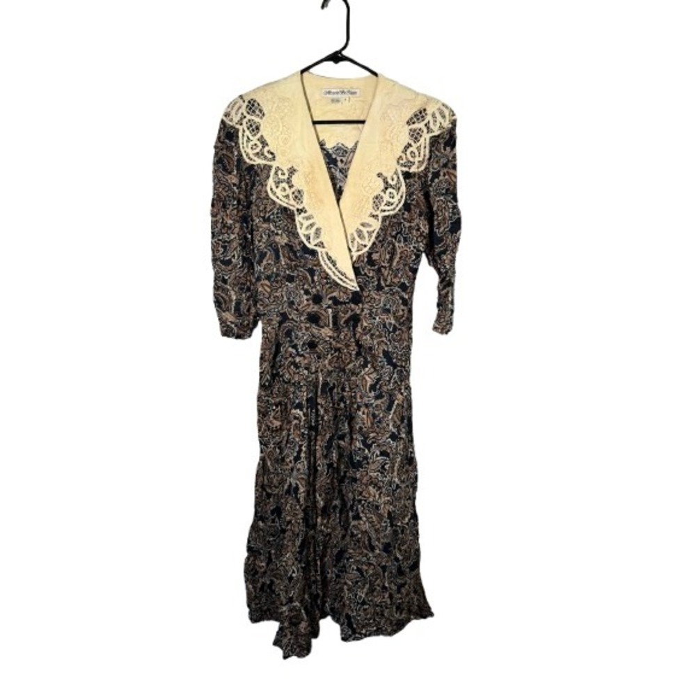Marie St. Claire Midi Dress Womens 8 Multicolor Paisley Print Rayon Formal Party